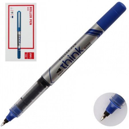 Ручка роллер 0,5мм  однораз EQ20030  синяя | Магазин канцтоваров и игрушек Львёнок