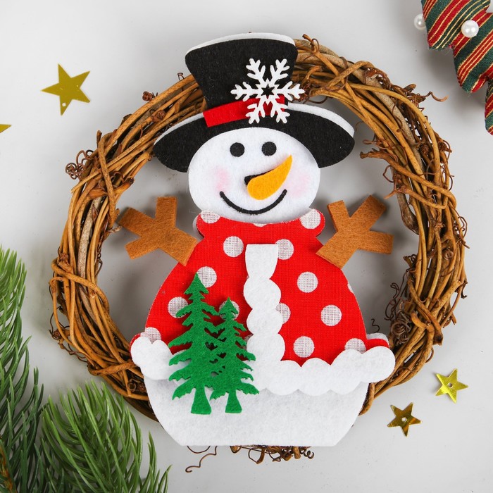 Набор д/творчества «Венок - снеговик с ёлочками» 3555024 | Магазин канцтоваров и игрушек Львёнок
