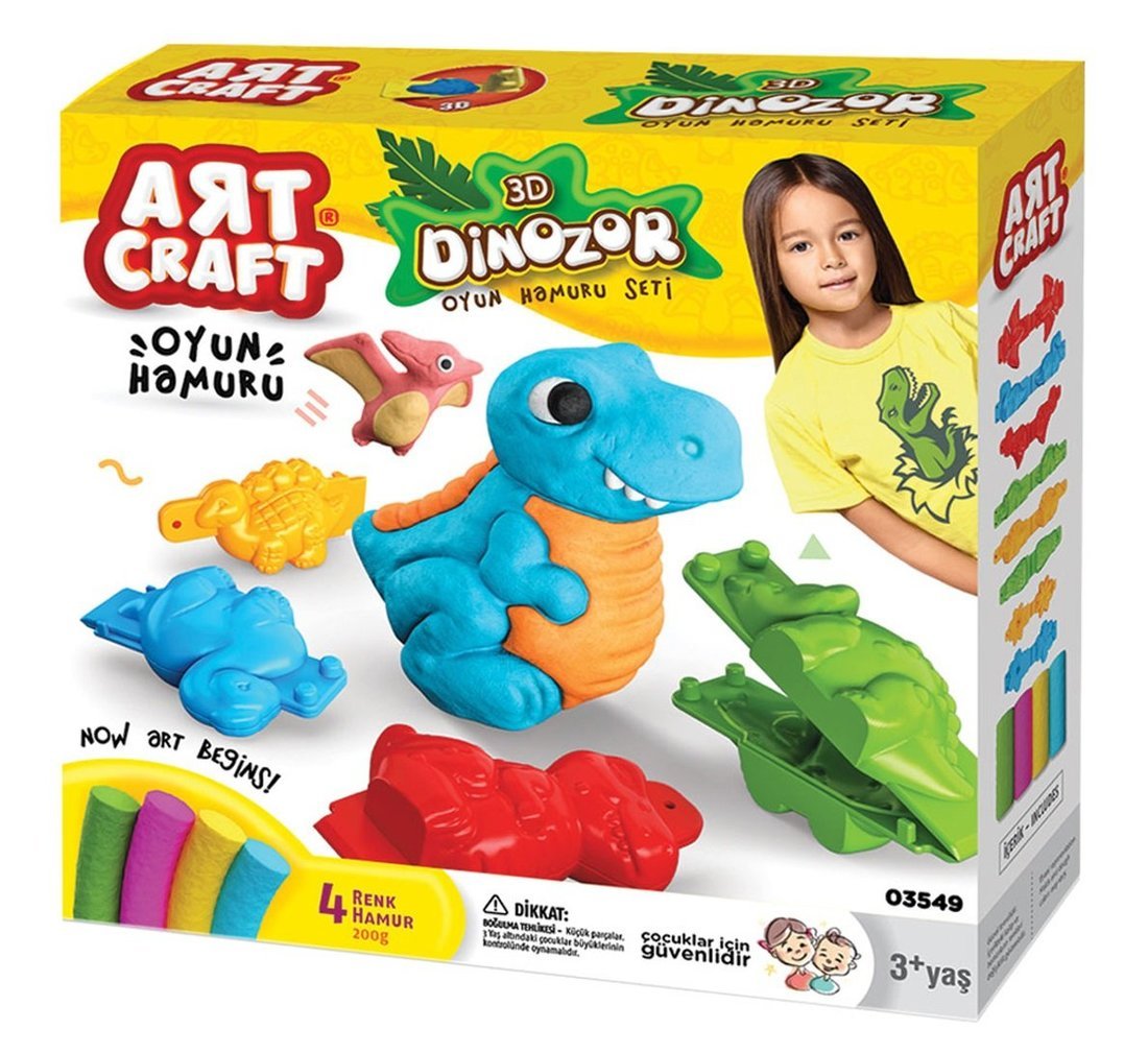 Тесто для лепки Динозавры 3D набор 4х50 гр 03549 | Магазин канцтоваров и игрушек Львёнок