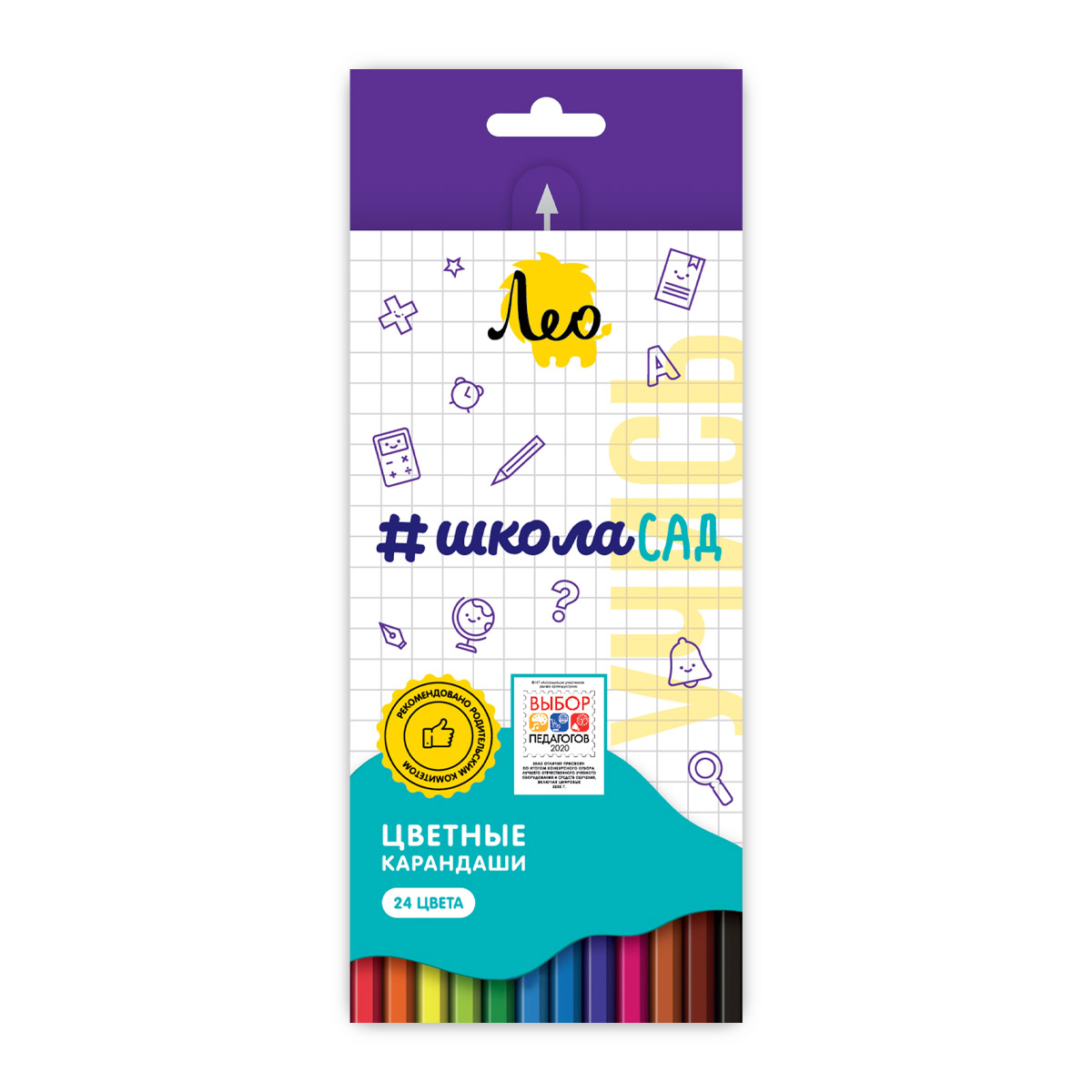 Набор цветных карандашей 24цв "Учись" заточенный LSCP-24 | Магазин канцтоваров и игрушек Львёнок