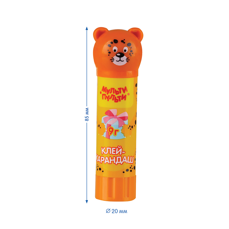 Клей-карандаш 9г "Зверята: Бобер, Леопард, Мышь" PVP колпачок в форме животного GS_83015 | Магазин канцтоваров и игрушек Львёнок